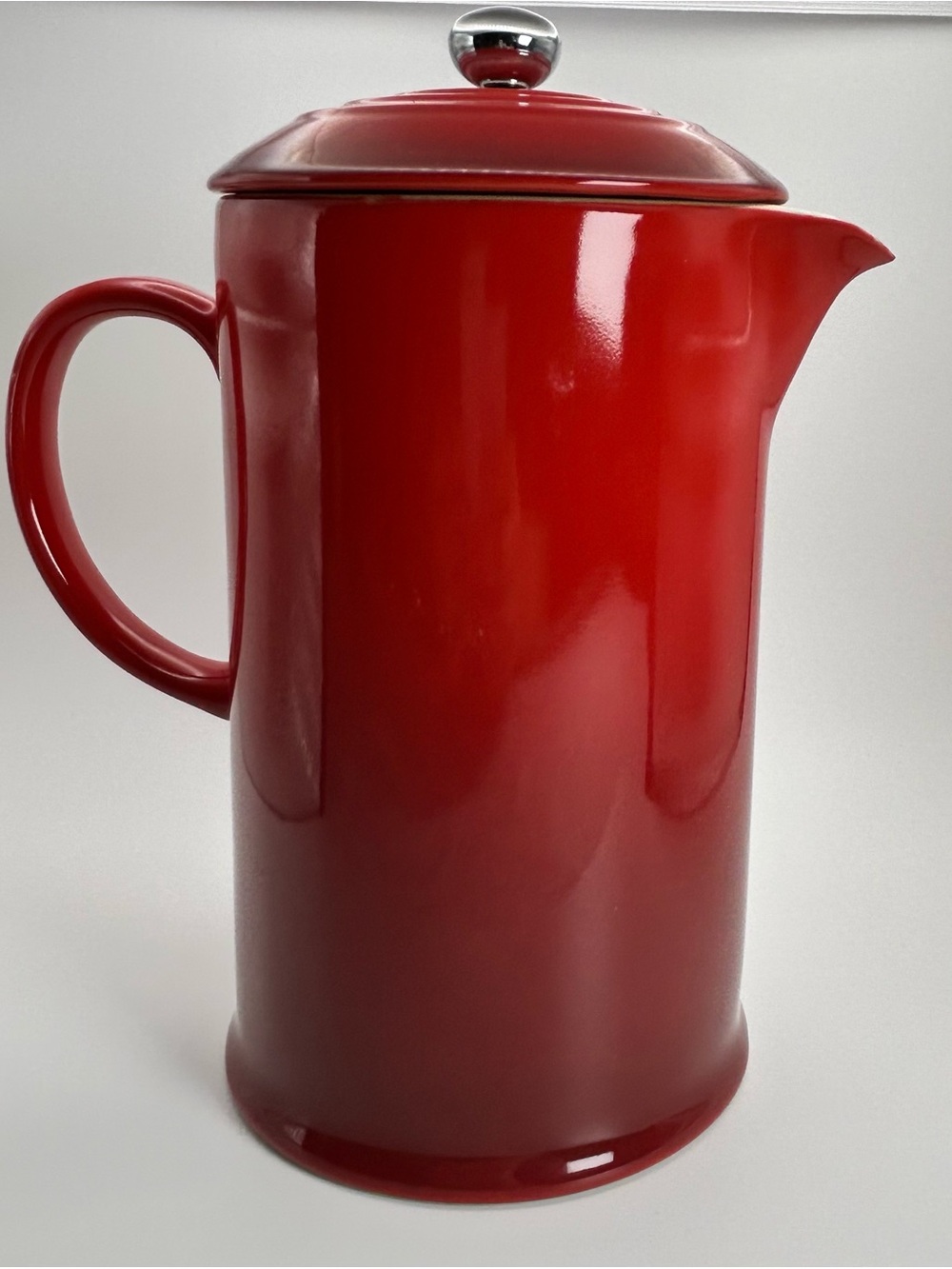 Le Creuset Stoneware Cerise Cherry Red French Press with Stainless Knob 1L 34oz